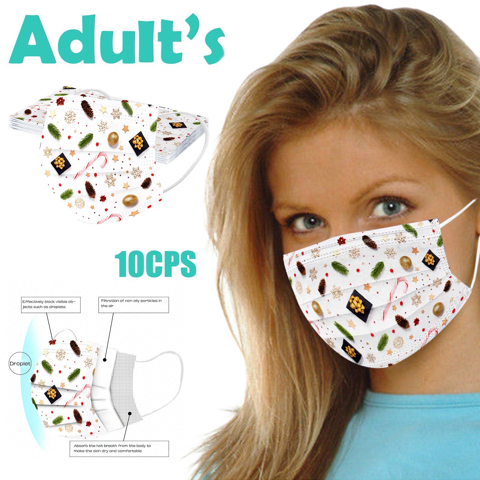 Fast Adult Year's Day Print Disposable Mask Mascarilla Navidad Adult Disposable Masks Mondkapjes Wasbaar Маска: A