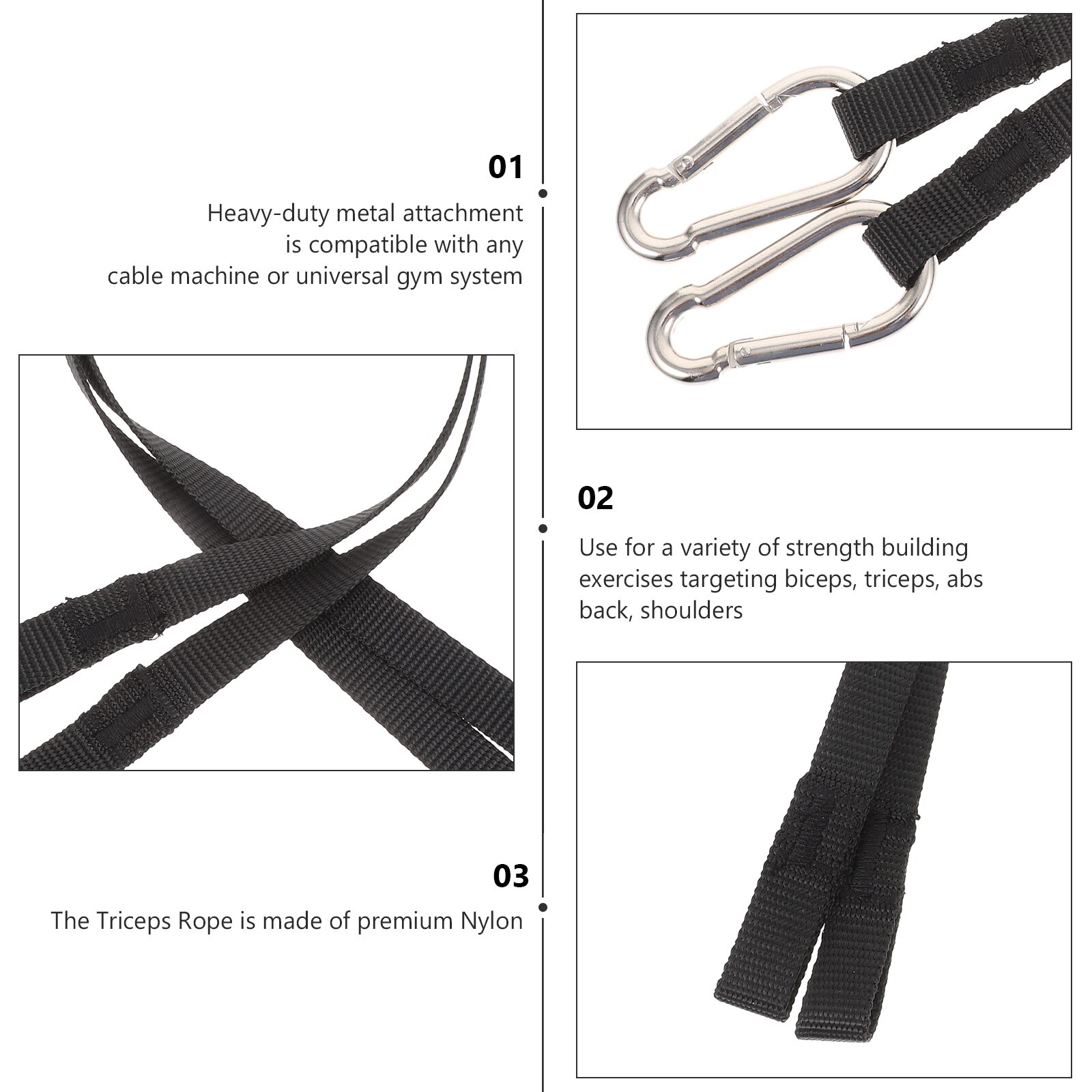 2pcs Durable Tricep Rope Press Down Push Extent Cord Workout Equipment