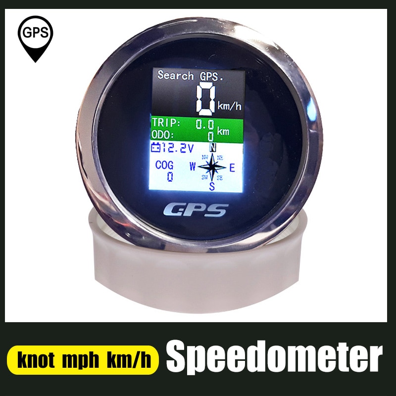 85Mm Gps Snelheidsmeter Voor Boot Auto Motorjacht Met Gps Antenne Tft-scherm Waterdichte Kilometerteller Verstelbare Trip Odo Cog voltmeter