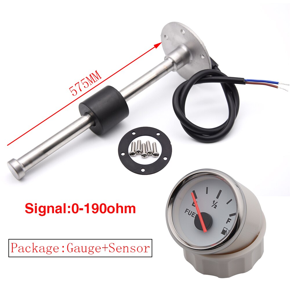 52MM Gauge Fuel Level Gauge 0-190Ohm Oil Tank Level Indicator Meter with Water Fuel Level Sensor 100MM 200MM 250MM 400MM: 575mm