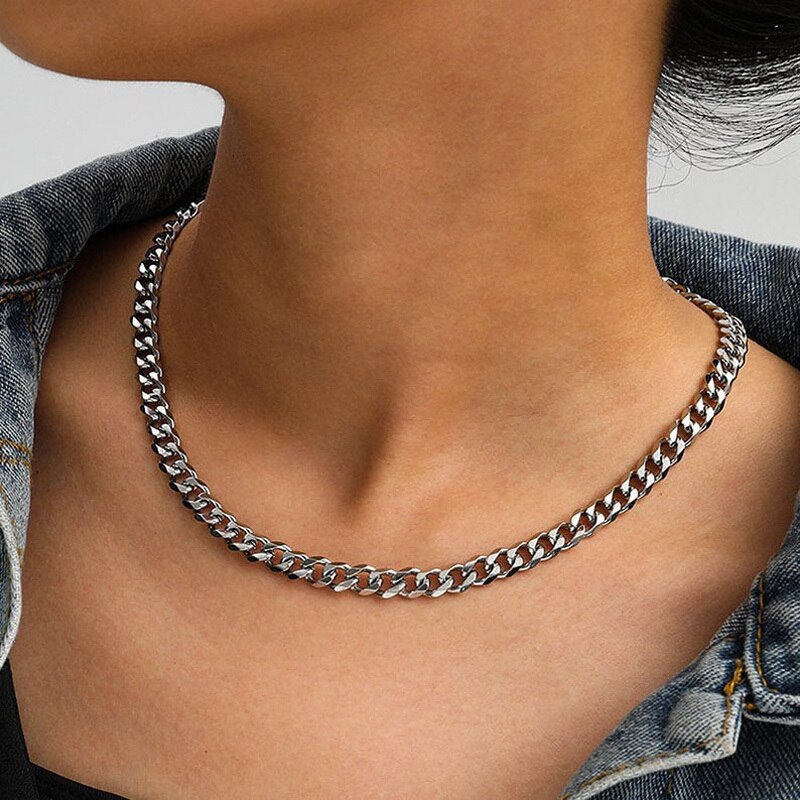 Fish Bone Chain Necklace Women 2022 Handmade Width 6mm Stainless Steel Chain Necklace For Women Jewelry: 9
