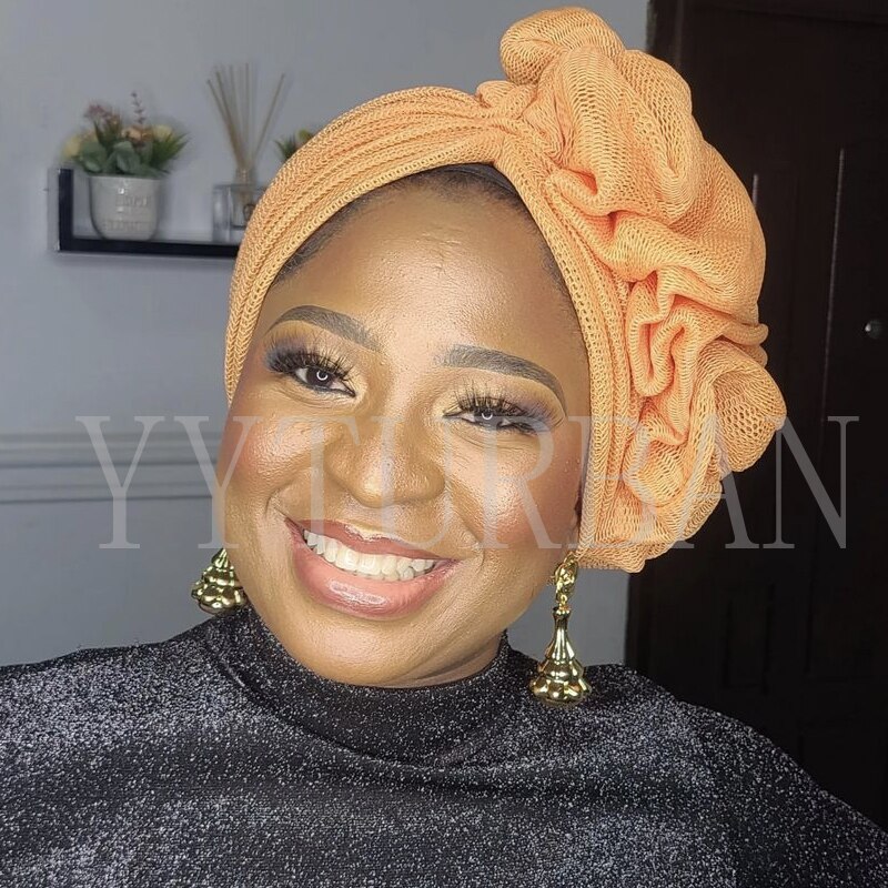 Couvre-chef africain en maille pour femmes, casquette Turban d&#39;été, couvre-chef prêt à porter, avec diamants exagérés, chapeau pour dames, gels de mariage, 2022