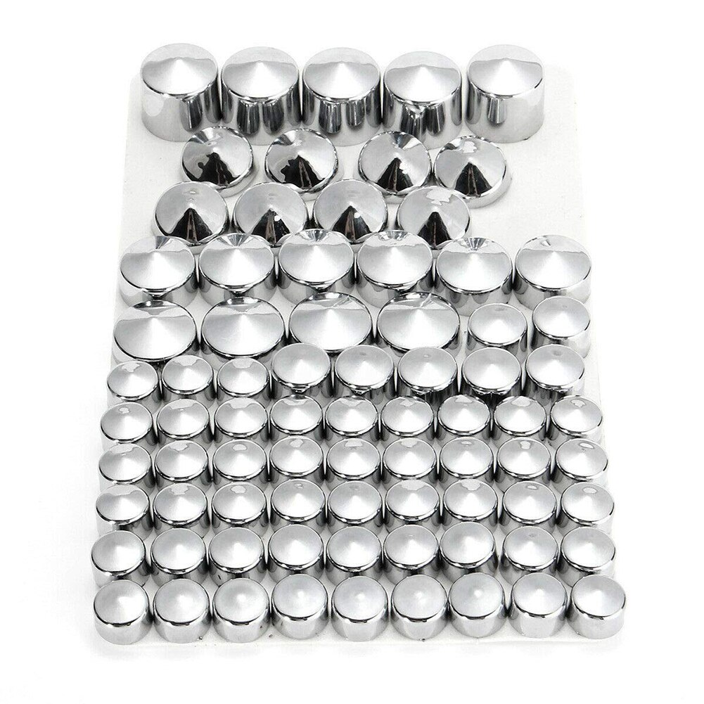 76Pcs/Set Motorcycle Screw Nut Bolt Cap Cover Kit Chrome Bolt Caps Topper Cover: Silver