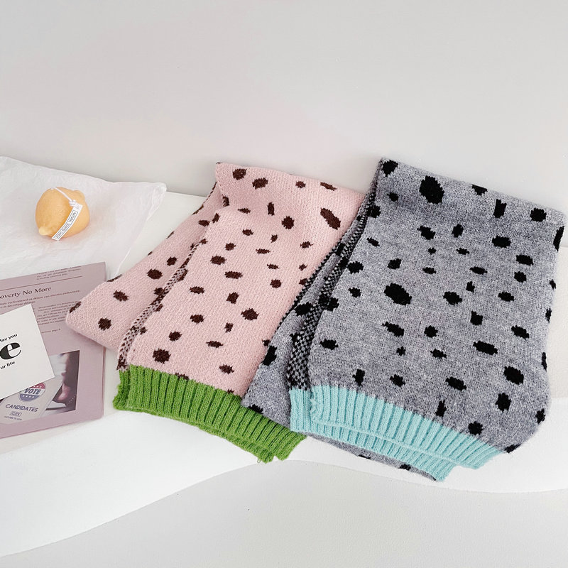 Moda coreana estilo estrangeiro leopardo impressão contraste cor cachecol de malha das crianças outono inverno meninos meninas bebê quente cachecóis
