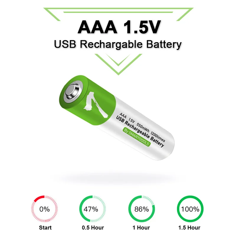 AAA battery 1.5V 366mAh/550 mWh AAA rechargeable li-ion batteries USB rechargeable for Remote control wireless mouse + Cable