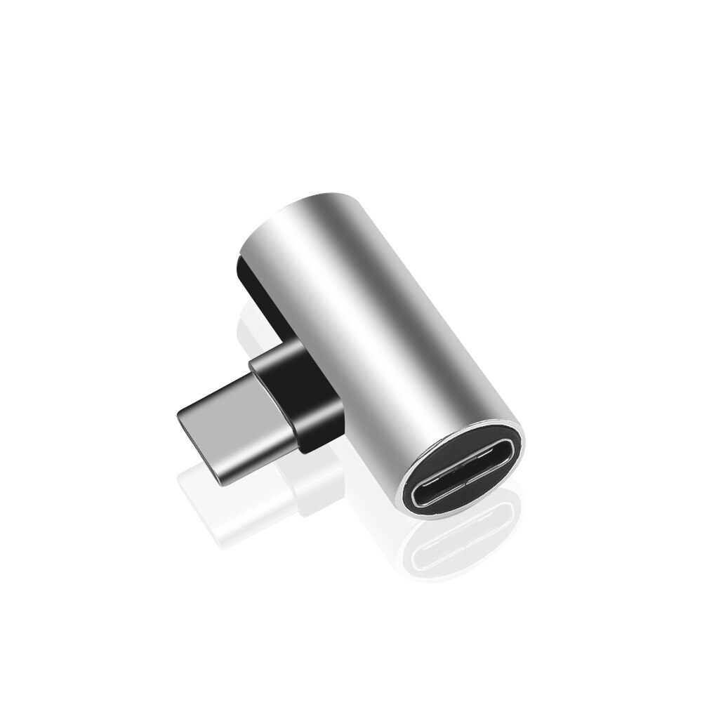 Audio Splitter 2 In 1 Dual Type C USB-C Oortelefoon Hoofdtelefoon Audio Opladen Lader Adapter Splitter Converter Voor Xiaomi Huawei: silver