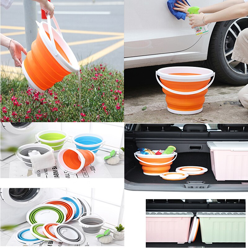 Seau pliable en silicone pour Camping Car, articles de cuisine, seau pliant