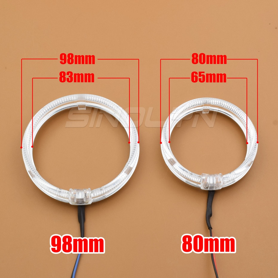 Led valokuitu enkelin silmät 80mm 98mm piilobixenon projektorin linssille 2.5/3.0 valkoinen sininen keltainen suuntavilkut tarvikkeet tee itse