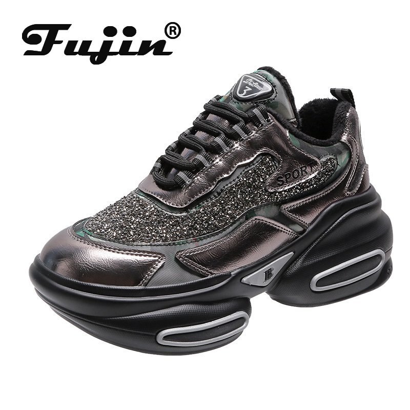 Fujin-Tacón de Cuña de suela gruesa para mujer, zapatillas de plataforma con tacón grueso, informales, transpirables, cómodas,