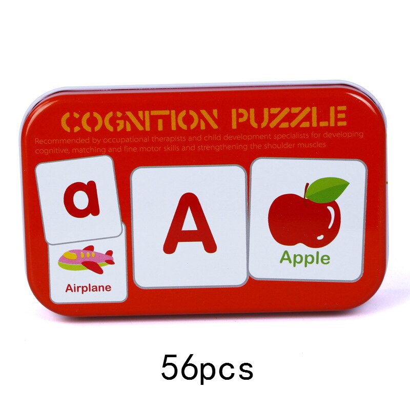 Kids Baby Cognitive Puzzle Cards Montessori Educational Toys Matching Game Cartoon Vehicle Animal Fruit English Learning Cards: Letter and fruit