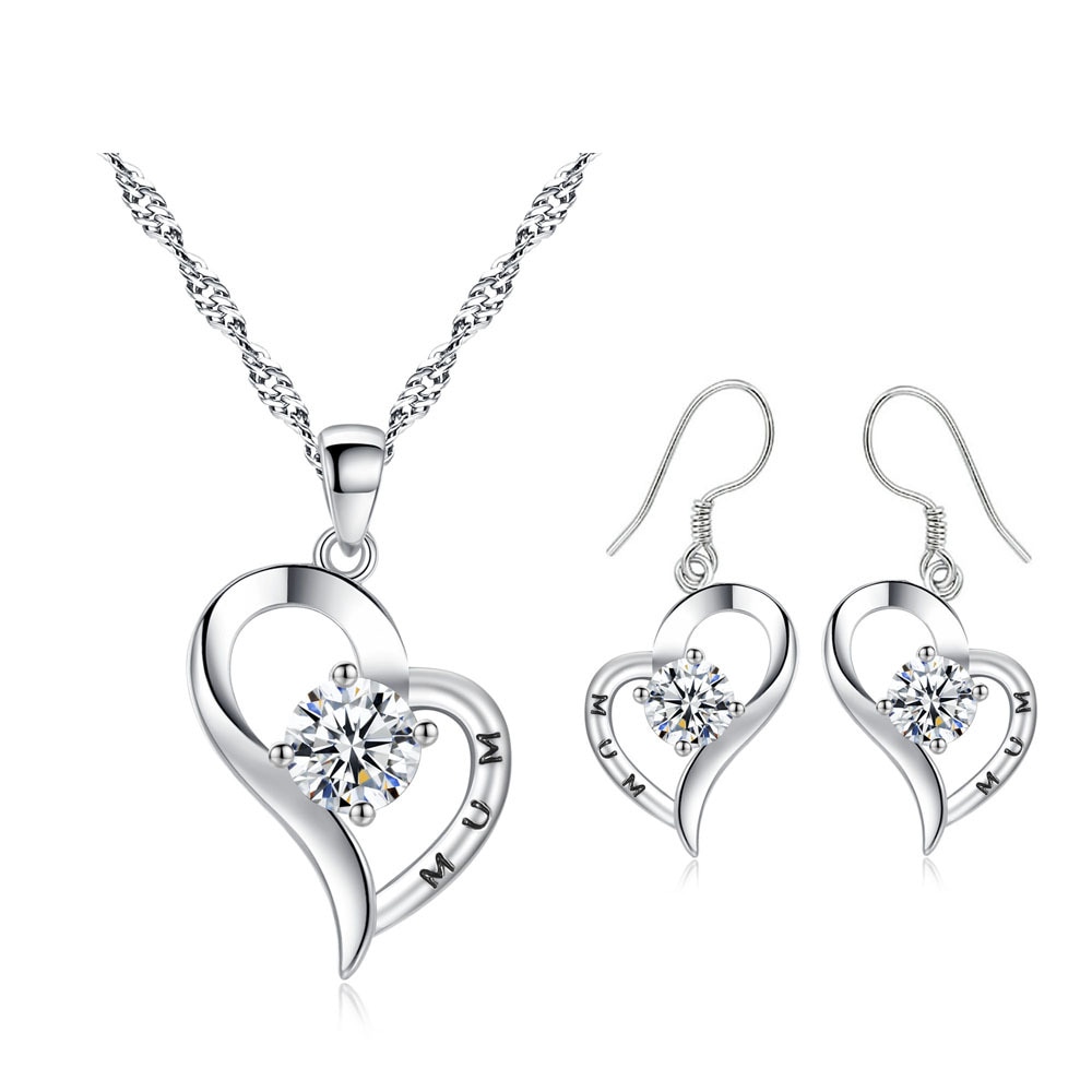 TY270 women wedding jewelry romantic heart necklace and earing set