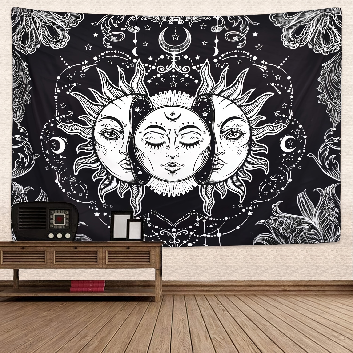 1pcS75 * 58cm sol Luna horóscopo adivinación tapiz impreso decoración del hogar tapiz decoración de pared