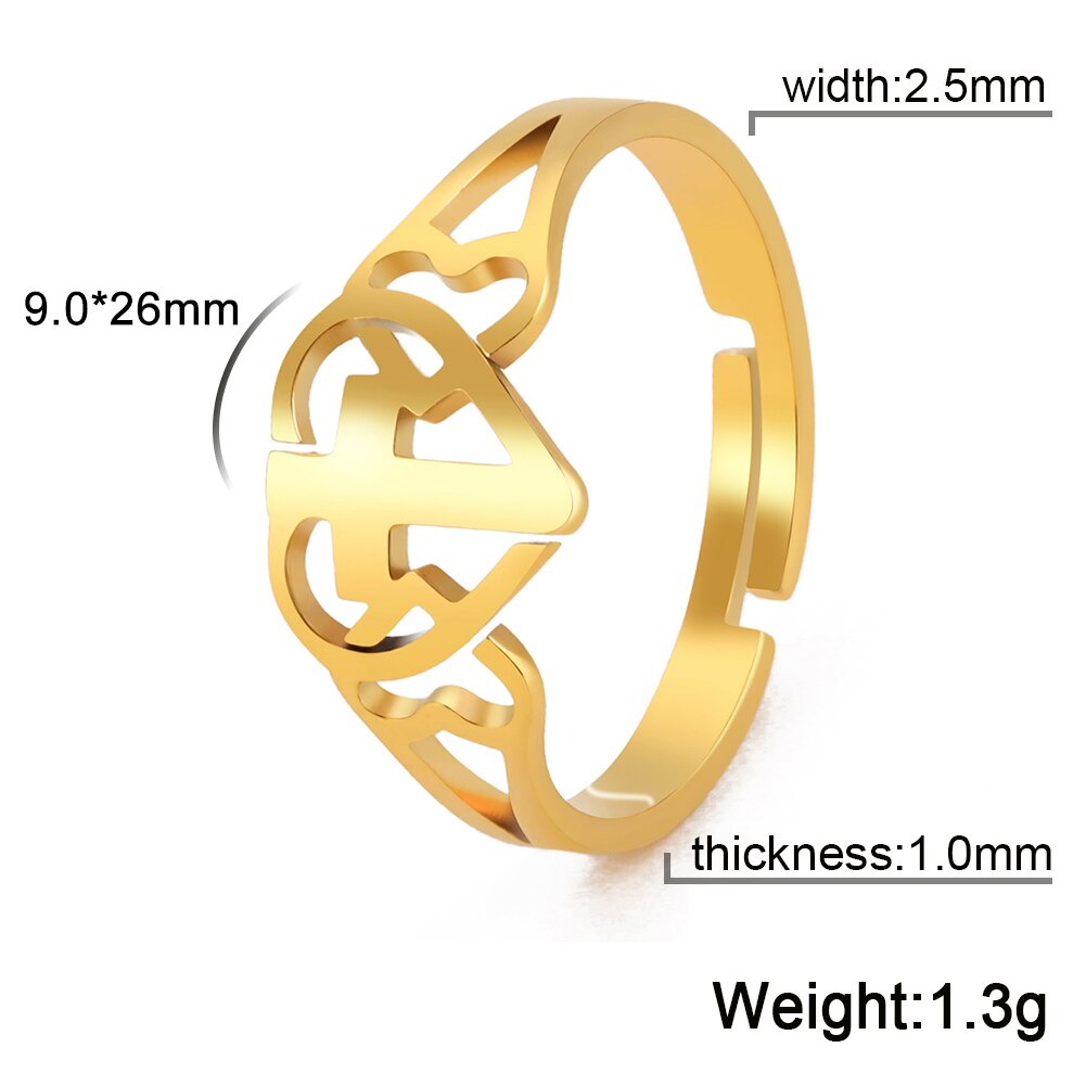 LIKGREAT Egitto Ankh Croce Anelli per le donne Anello da dito regolabile con cuore in acciaio inossidabile Gioielli religiosi egiziani Regalo di nozze: Oro