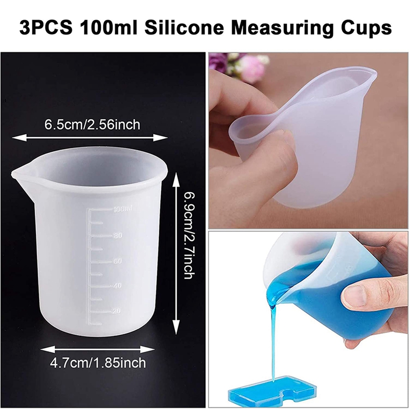 Silicone Measuring Cups For Epoxy Resin, Reusable Mixing Cups Jugs Resin Casting Container With Mixing Sticks For Resin