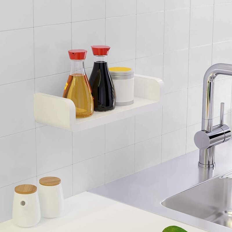 Floating Shelf Wall Shelf Non-Drilling, U Bathroom Organizer Display Ledge for Home Decor/Kitchen/Bathroom Storage - M