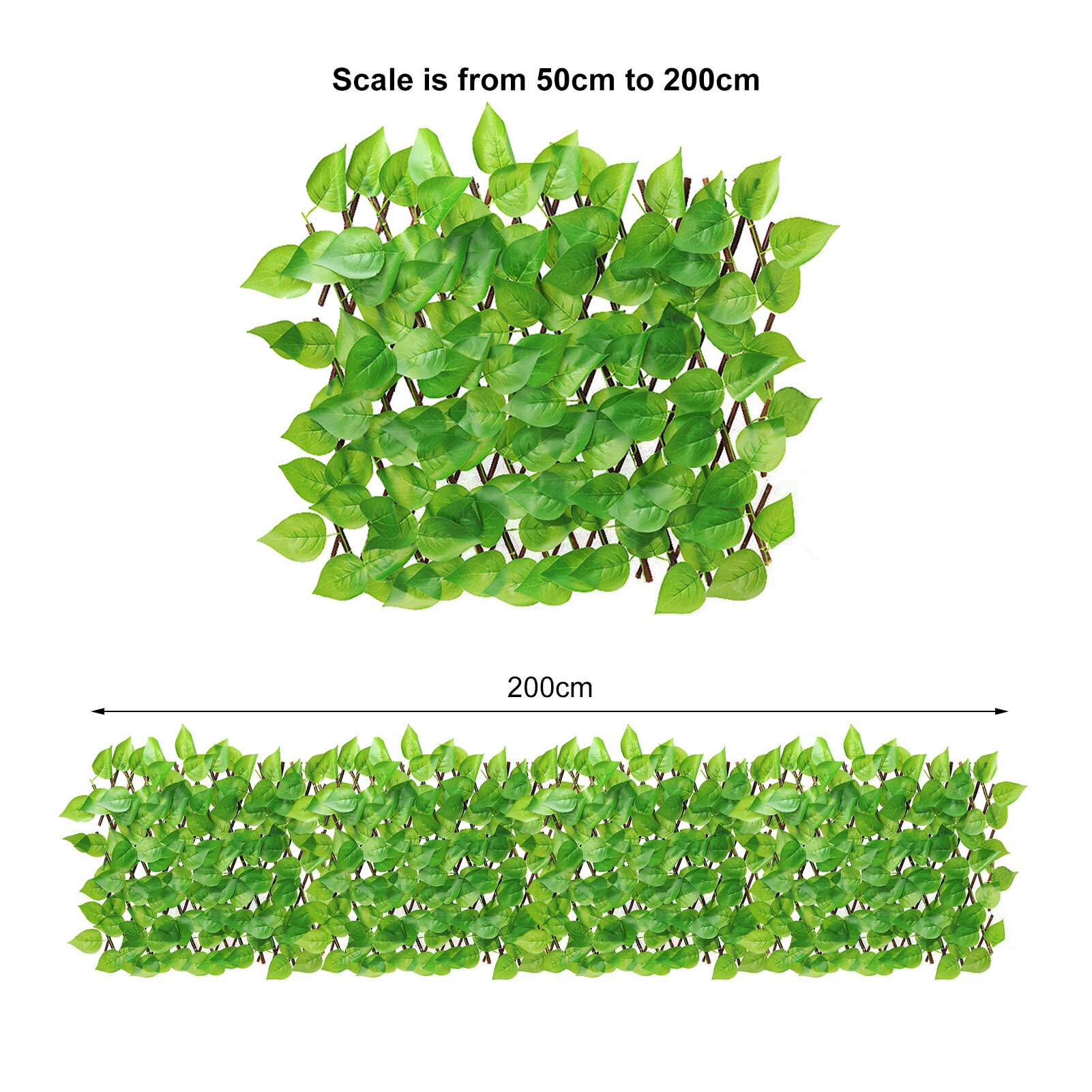 Retractable Artificial Wooden Fence Hedge Expandable Faux Ivy Privacy Fence Wood Vines Climbing Frame Gardening Plant Decor: 04