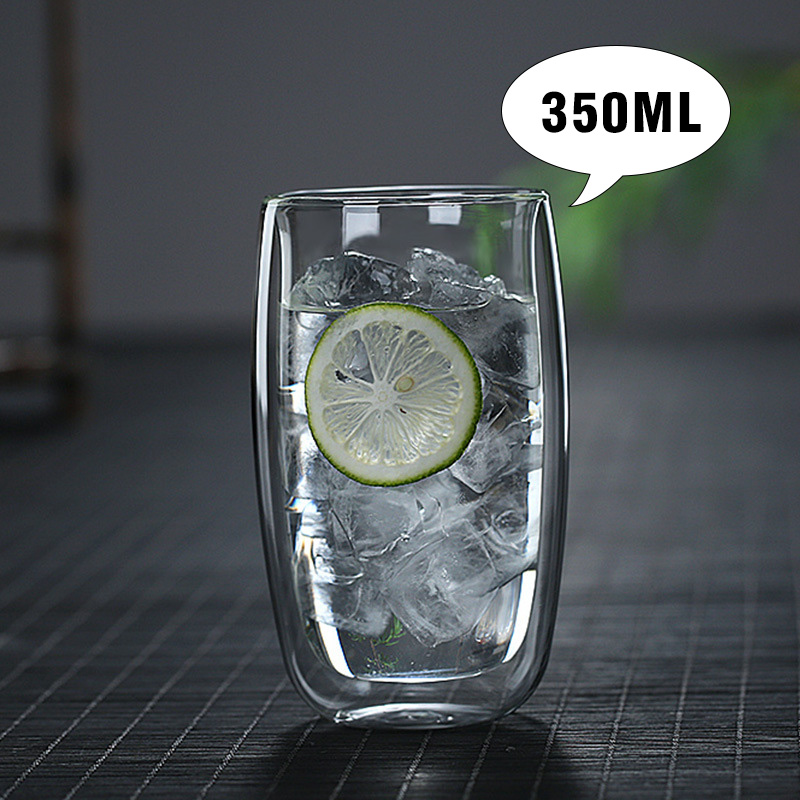 Heat Resistant Double Wall Glass Coffee Tea Cups And Mug Qith Double Bottom Clear Beer Wine Glass Cup 80/180/240/250/350/450ml: glass cup CB316-A