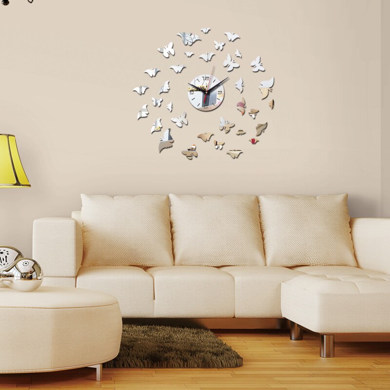Specielle ur wallstickers spejl akryl quartz ur smuk moderne reloj de pared horloge vintage