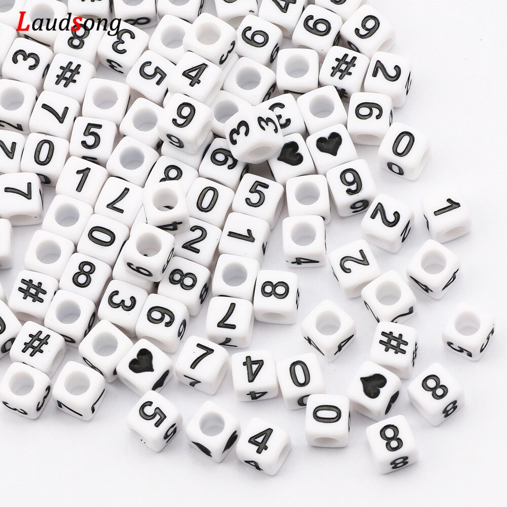 Mieszane numer serca listu akrylowe koraliki 6mm kwadratowy odstępnik luźne koraliki robić tworzenia biżuterii Wykonany ręcznie Diy bransoletka naszyjnik