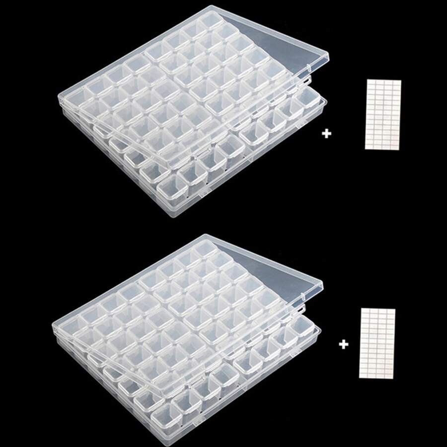28/56/64 Grids Diamond Painting Storage Box Tool Accessories Bead Container Rhinestone Diamond Embroidery Stone Organizer: 2pc 56 white