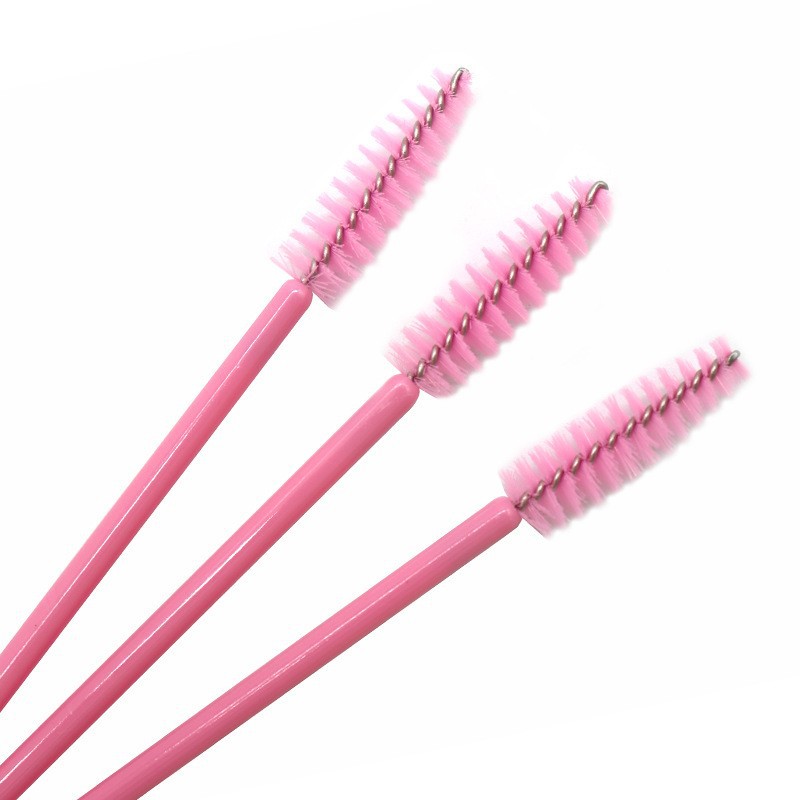 50 Uds. Aplicador de varita de rímel de nailon desechable, cepillos de pestañas para injerto de extensión de pestañas, herramientas de cepillo de maquillaje para mujeres: Rosa