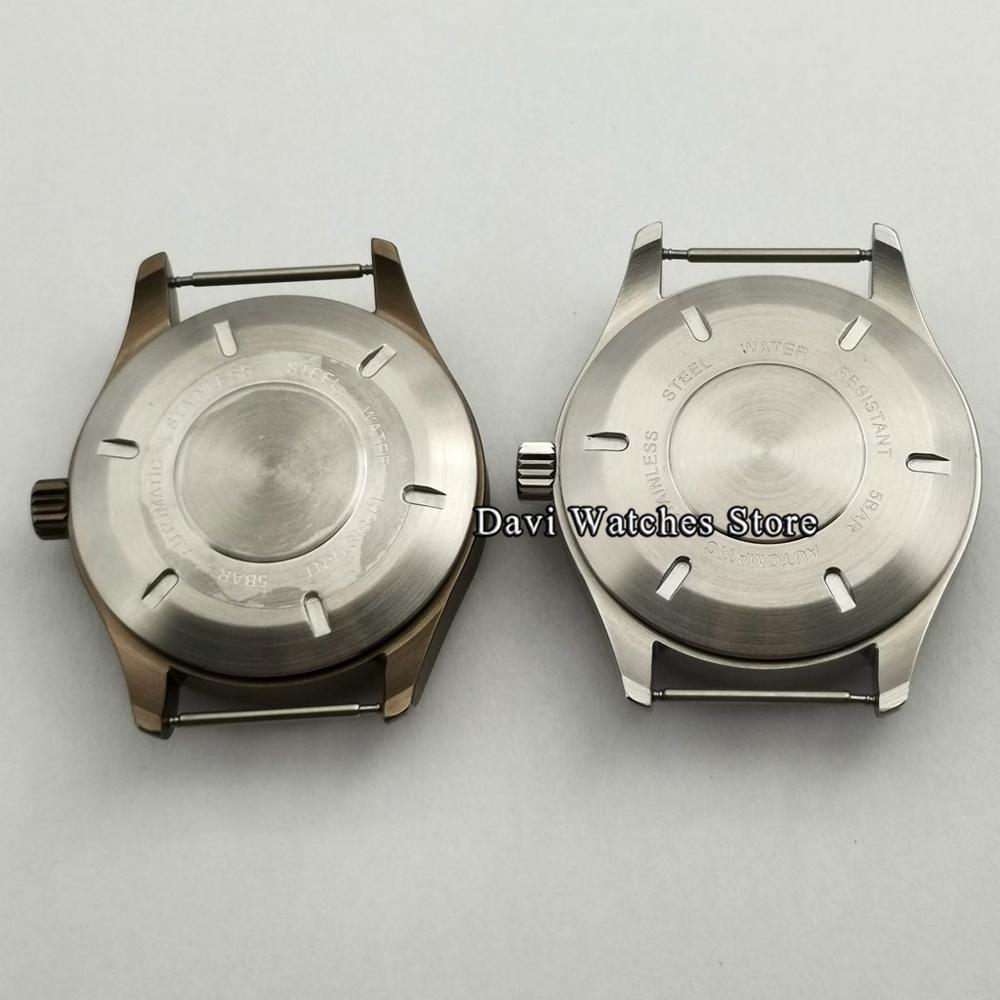 40MM Silver/Bronze coating watch case part brushed Fit NH35/NH36 ETA 2824 movement