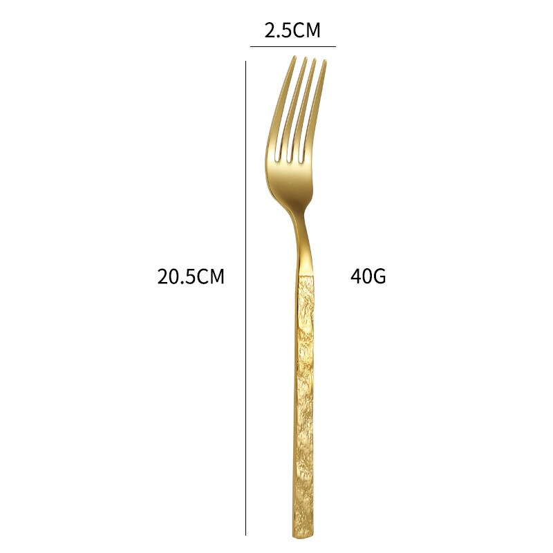 Lidafish Steen Graan Zilverwerk Set Vorken Messen Lepels Luxe Roestvrij Staal Thuis Diner Servies Set: gold dinner fork