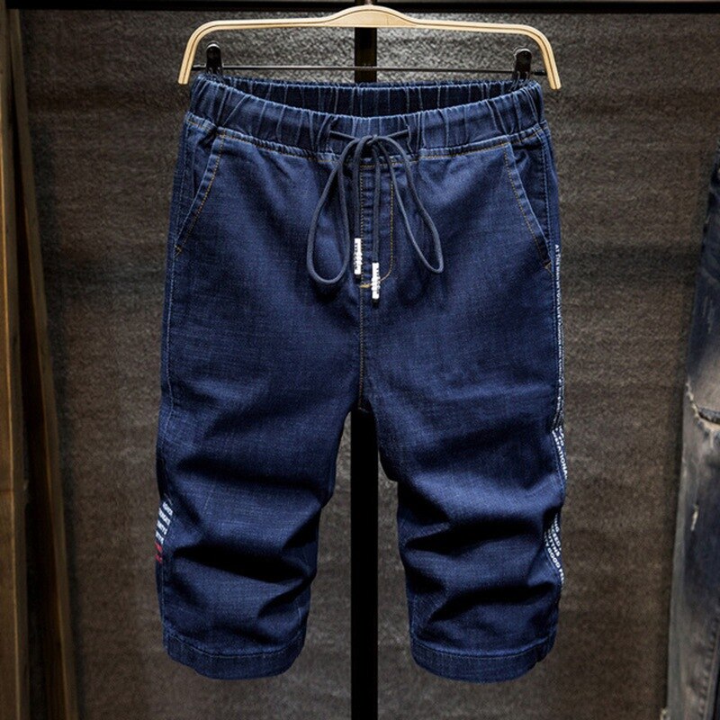 Sommer tynn tøye ut denimshorts menn løs pluss størrelse 7xl 6xl 5xl 4xl elastisk midje harlan shorts tidevann: Marineblå / Xl