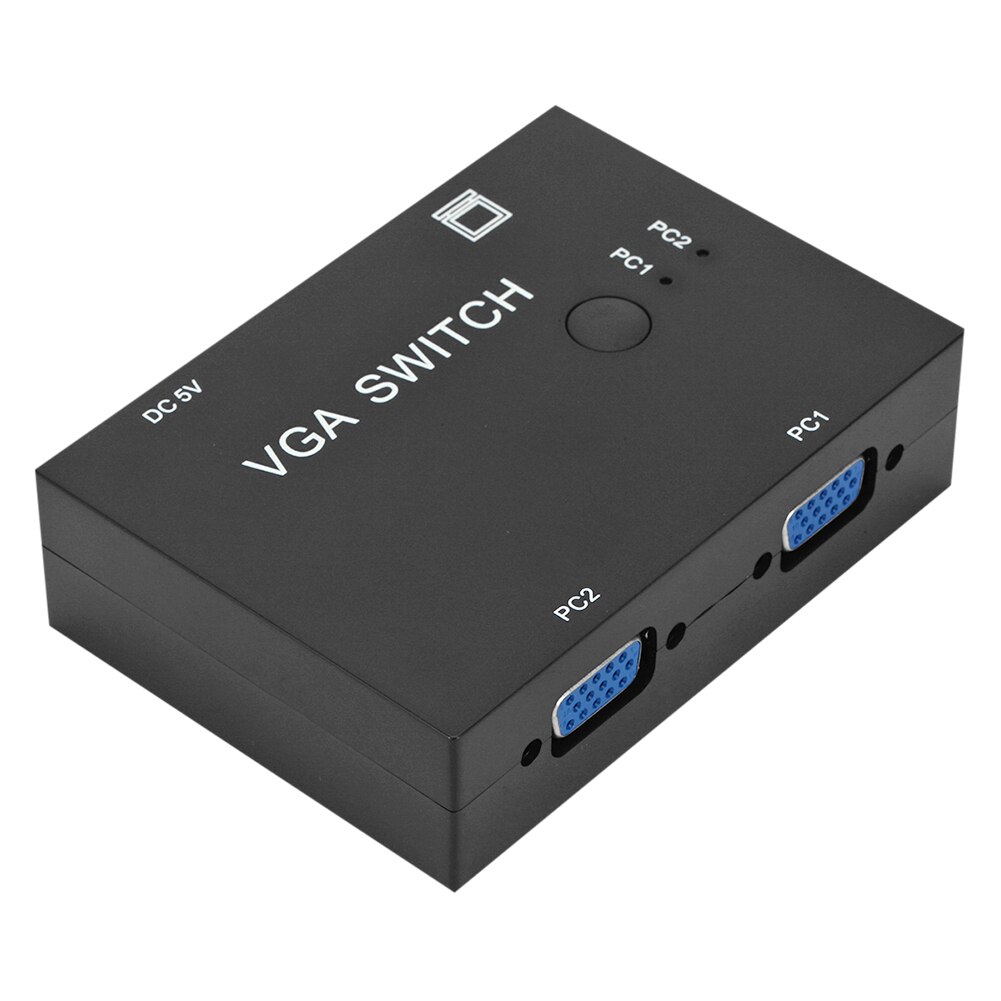 Set-top box vga switch 2 in 1 ut 2 port splitter tv projektor pc switchar dator för skolan kontor prydnader