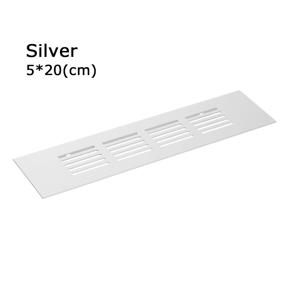 Rejilla de ventilación de aleación de aluminio para armario, cubierta de orificios, adornos, rejilla de ventilación: silver-5x20cm-