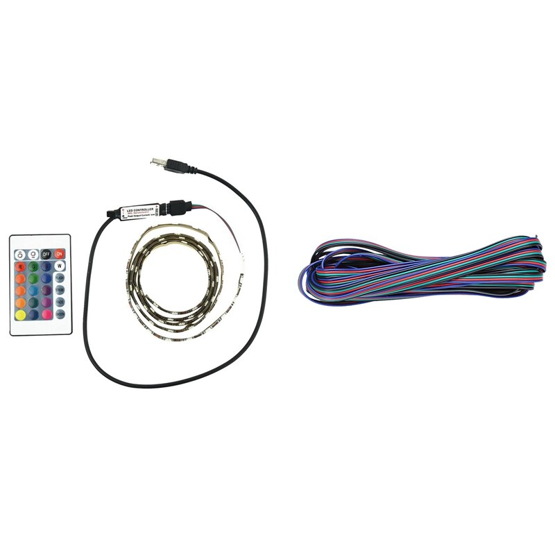5M 4-Pin Rgb Led Extension Wire Voor 3528 5050 Rgb Strip & 1M 5V 5050 smd 60LED Kleur Veranderende Rgb Led Strip