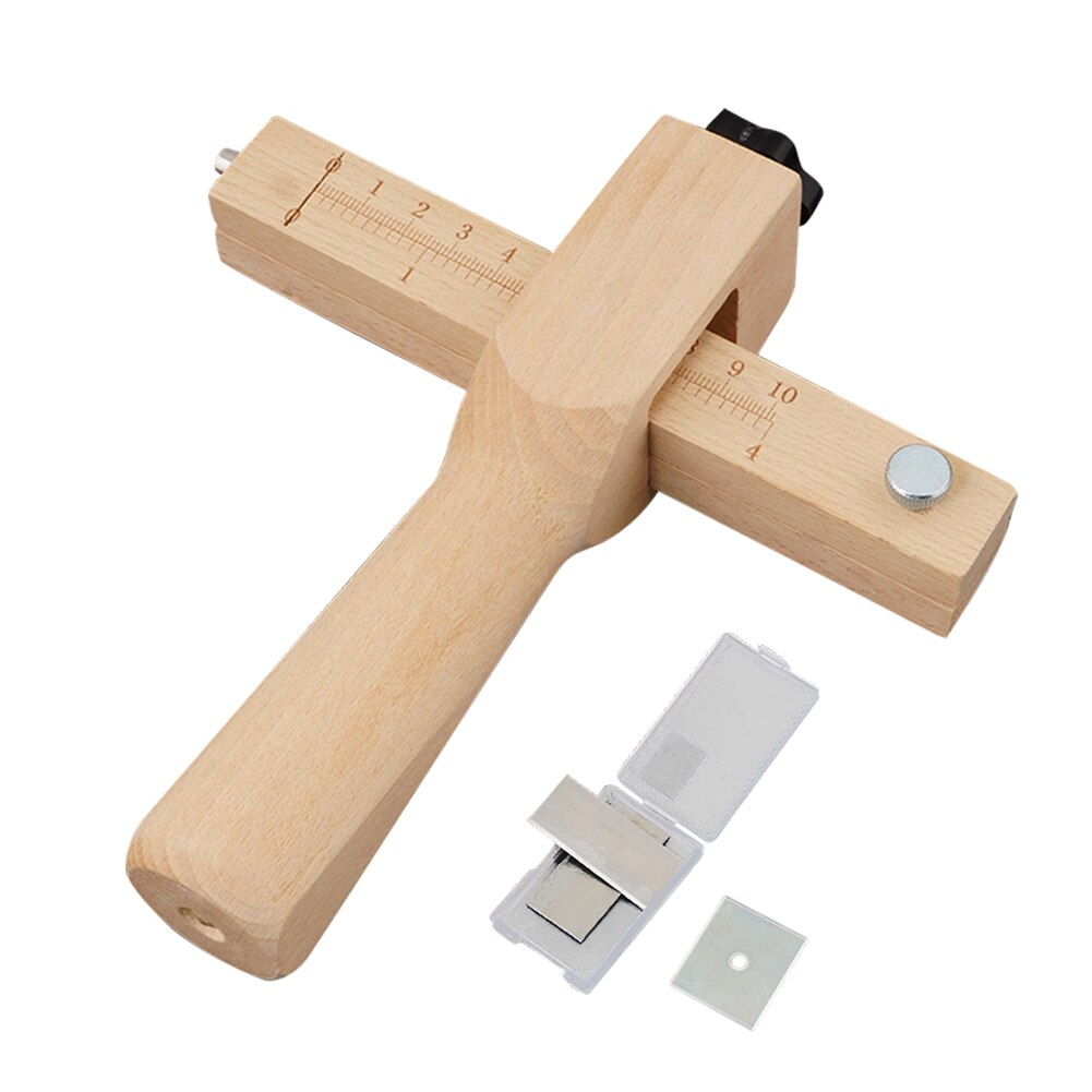 Outil Coupe Cuir Réglable En Bois - Cutter Sangle Bracelet Avec 5 Lames - Largeur 0-10 Cm - Bricolage Maroquinerie