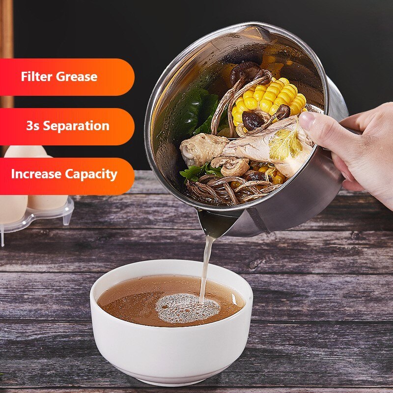 Keuken Jus Olie Soep Vet Separator Kom 304 Rvs Vet Olieman Filter Zeef Koken Pot Keuken Gadgets Cookice