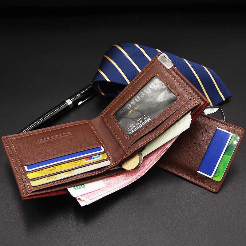 Menbense Men Leather Wallet slim Short wallet credit card holder Functional wallets Portable card holder