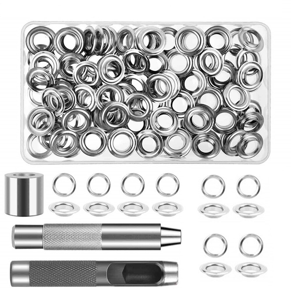 120 Sets 12mm Grommet Eyelets Kit Include Grommets Eyelets and Grommet Setting Tool with Storage Box For DIY Sewing