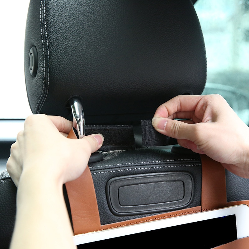 PU Leather Pad Bag Car Seat Back Organizer Travel Storage Bag Foldable Dining Table Car Seat Storage Bag Car-styling Accessores