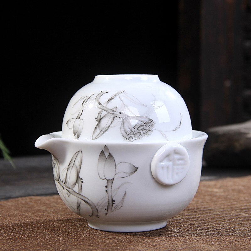 gaiwan Tea set,Ceramics Tea set Include 1 Pot 1 Cup,Beautiful and easy teapot kettle,kung fu teaset