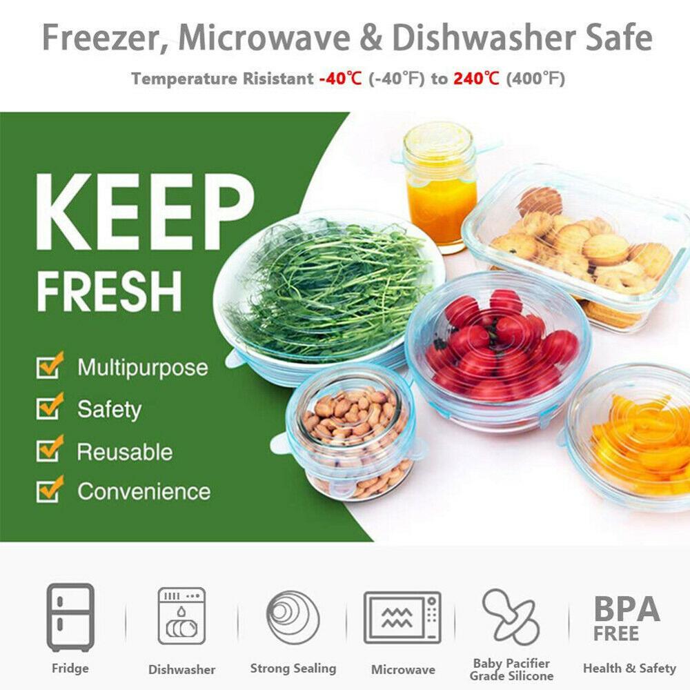 6/12 stuks siliconen rekdeksels herbruikbare voedseldeksel pot schaal magnetron siliconen deksel uitschuifbaar magisch deksel keuken vershoudgereedschap