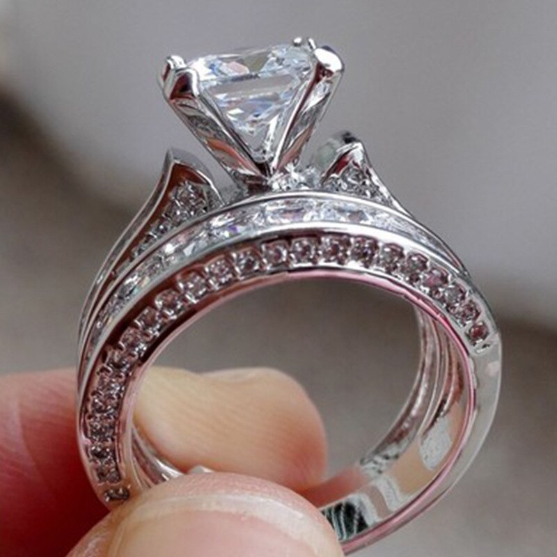 Milangirl, estilo, amuleto, anillos de pareja, corte princesa, CZ, promesa de aniversario, boda, juegos de anillos de compromiso