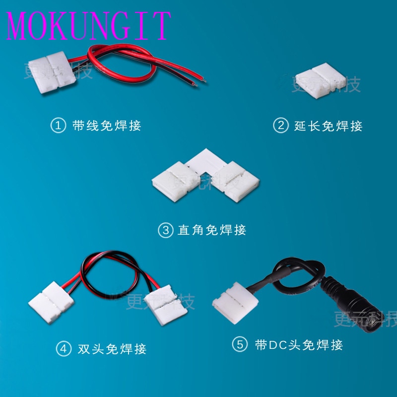 10pcs 10mm 3 Pin L-Shape LED Strip PCB Connector Adapter and 20pcs 3pin connector 4 WS2812B WS2811 SK6812 LED Strip No Soldering