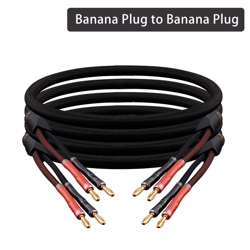 Ett par hifi høyttalerkabel høy-slutt lydforsterkerkabel høy renhet oksygenfri kobber med banan 24k gullplugg y-pluggkabel: Svart / 1.5m