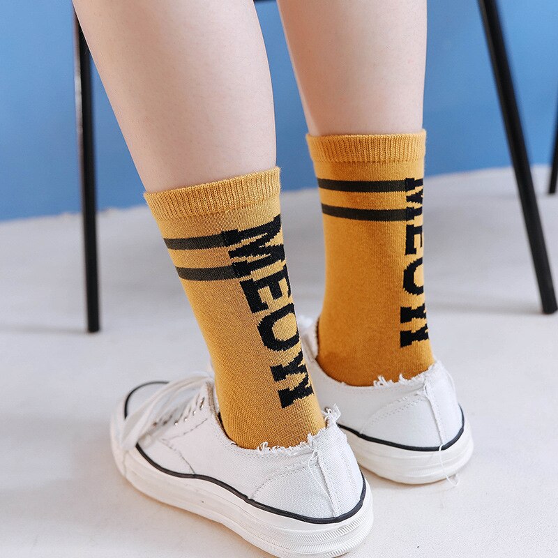 Streetwear hiphop vrouw coole sokken harajuku wit skateboard gestreepte kunst katoenen damessok femme chaussettes sokken