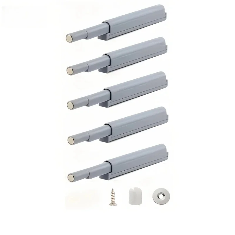 Amortiguadores para armario de cocina, Tope de puerta, cajón, cierre suave y silencioso con mango Invisible, herrajes para muebles del hogar, 5/10 Uds.: Níquel