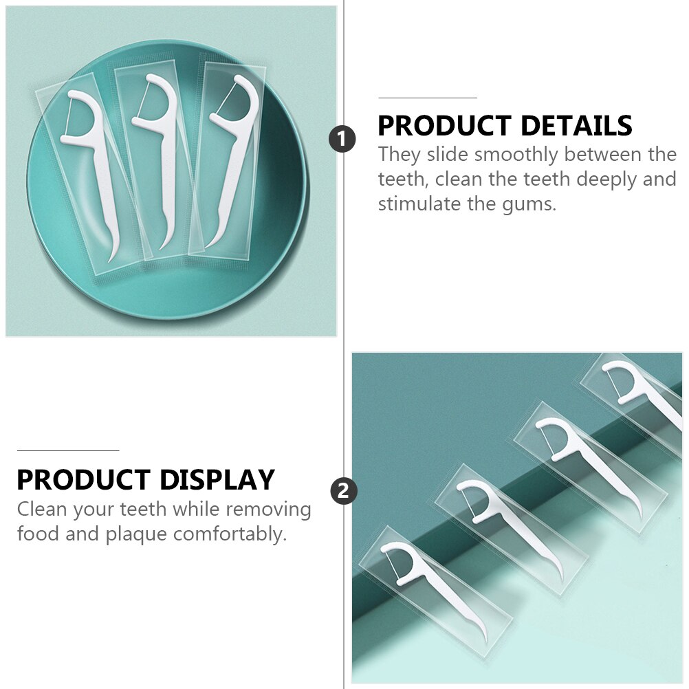 300Pcs Floss Sticks Plastic Floss Sticks Teeth Cleaning Tools (White)