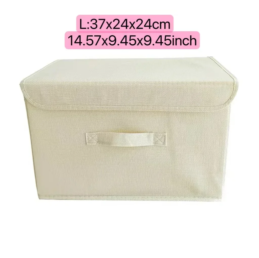 Portable Storage Basket with Lid Folding Storage Box Container Bins Household Home Supplies Non-woven Fabric Storage Organizer: Dark Khaki