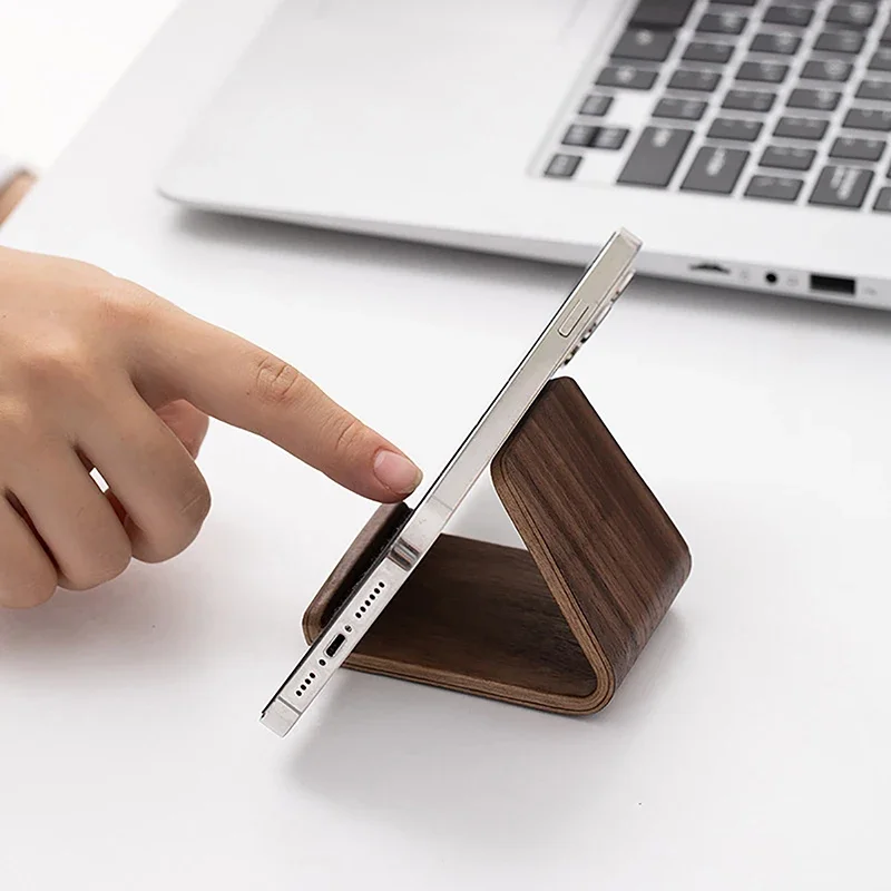 Massivt træ telefonholder stativ mobil smartphone støtte tablet stativ skrivebord mobiltelefonholder stativ bærbar mobilholder