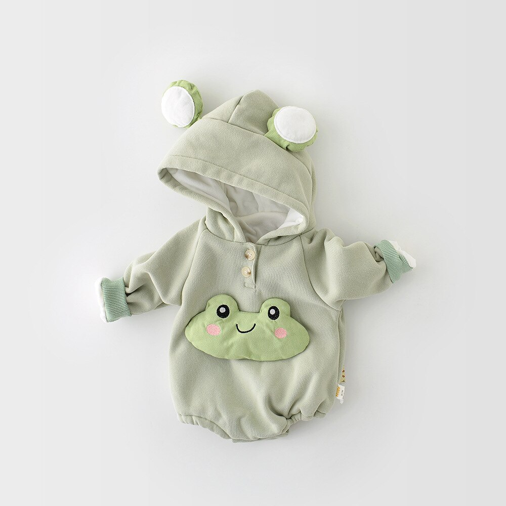 Winter baby plus fluwelen dikke sneeuwpak kleding met capuchon baby jongens cartoon bodysuit warme peuter meisjes jumpsuit: 24m 90cm