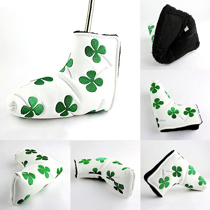 Voor Golf Hoofd Covers Pu Club Accessoires Putter Cover Voor Blade Putter Head Covers Klavertje Vier Borduurwerk