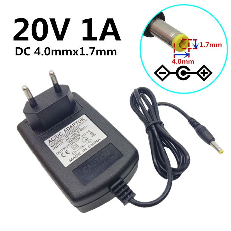 Ac Naar Dc 20V Power Adapter 100-240V Power Supply Adapter 20V 1A Universele Eu Vs uk Au Plug Dc 4.0X1.7 Mm Adapter Converter
