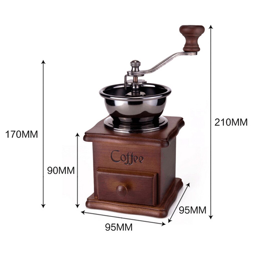 Molen mini antieke houten handmatige koffiebonenmolen met lepel keukenkruiden vintage retro braammolen met lepel